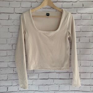 Women's‎ Cream Long Sleeve Crop Top